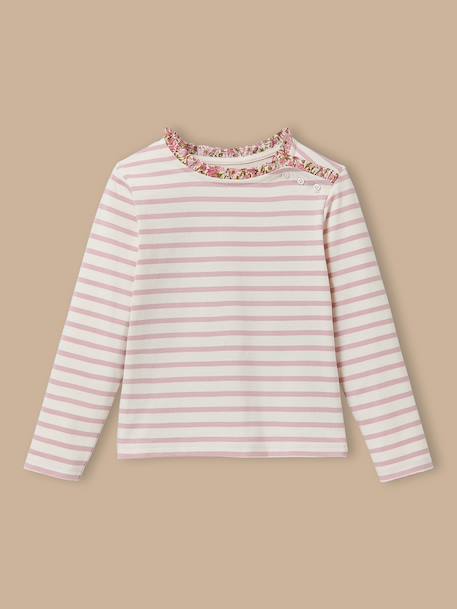 Fille-T-shirt, sous-pull-T-shirt marinière fille tissu liberty