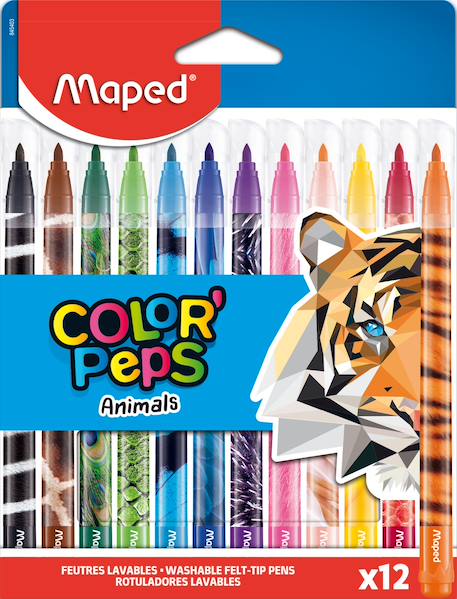 Fille-Accessoires-Fourniture scolaire-stylo, règle, ciseaux-Feutres animals color peps