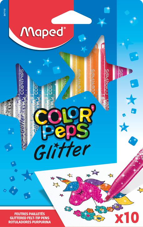 Fille-Accessoires-Fourniture scolaire-stylo, règle, ciseaux-Feutres de coloriage glitter