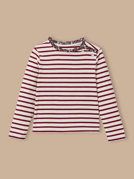 Fille-T-shirt, sous-pull-T-shirt marinière fille tissu liberty