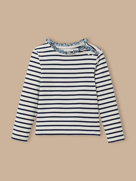 Fille-T-shirt, sous-pull-T-shirt marinière fille tissu liberty