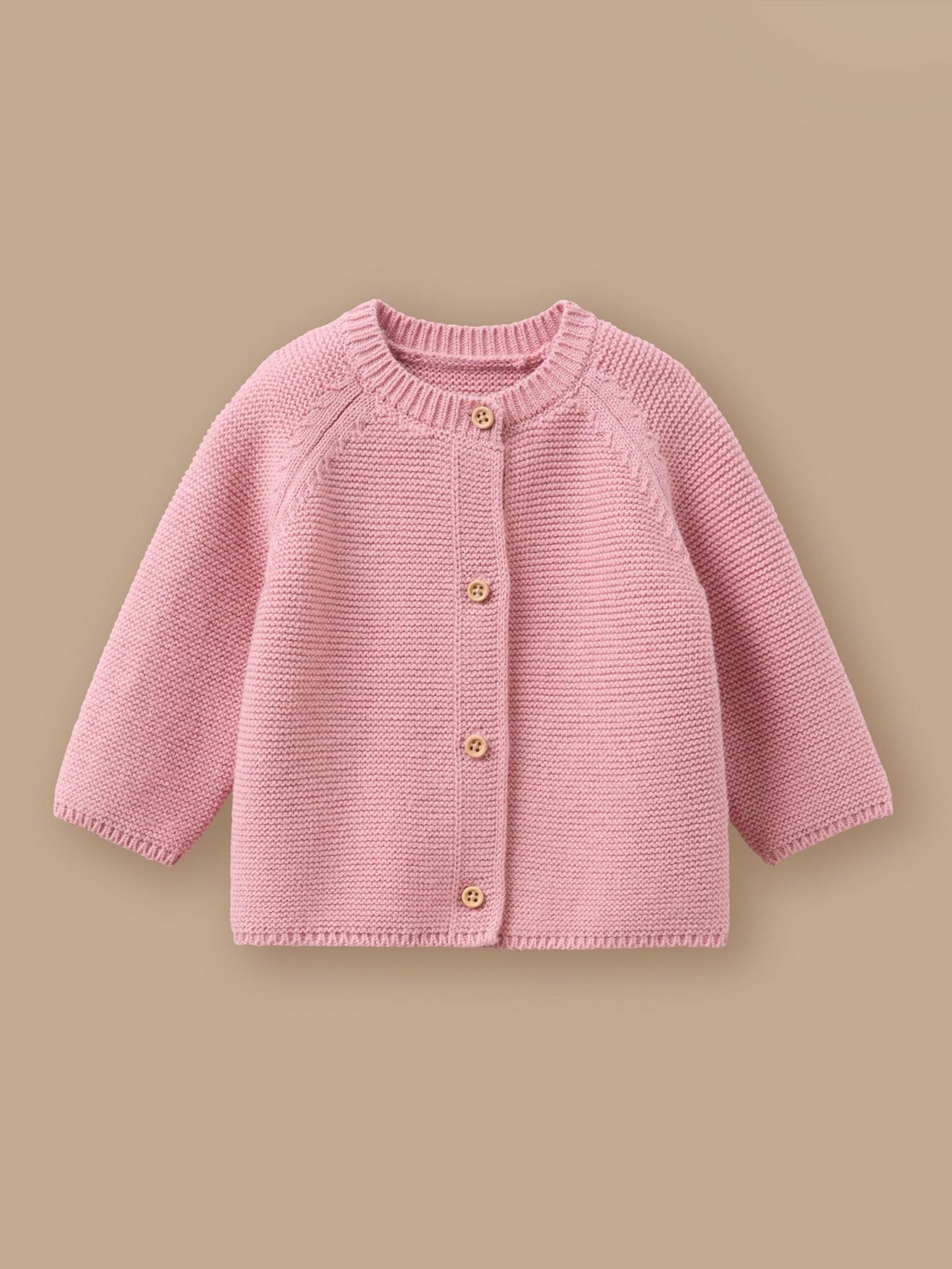 Cardigan Bébé En Coton Biologique Rose Fonce