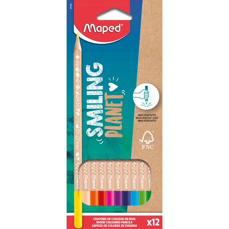 Crayons de couleur smiling planet en bois  - vertbaudet enfant