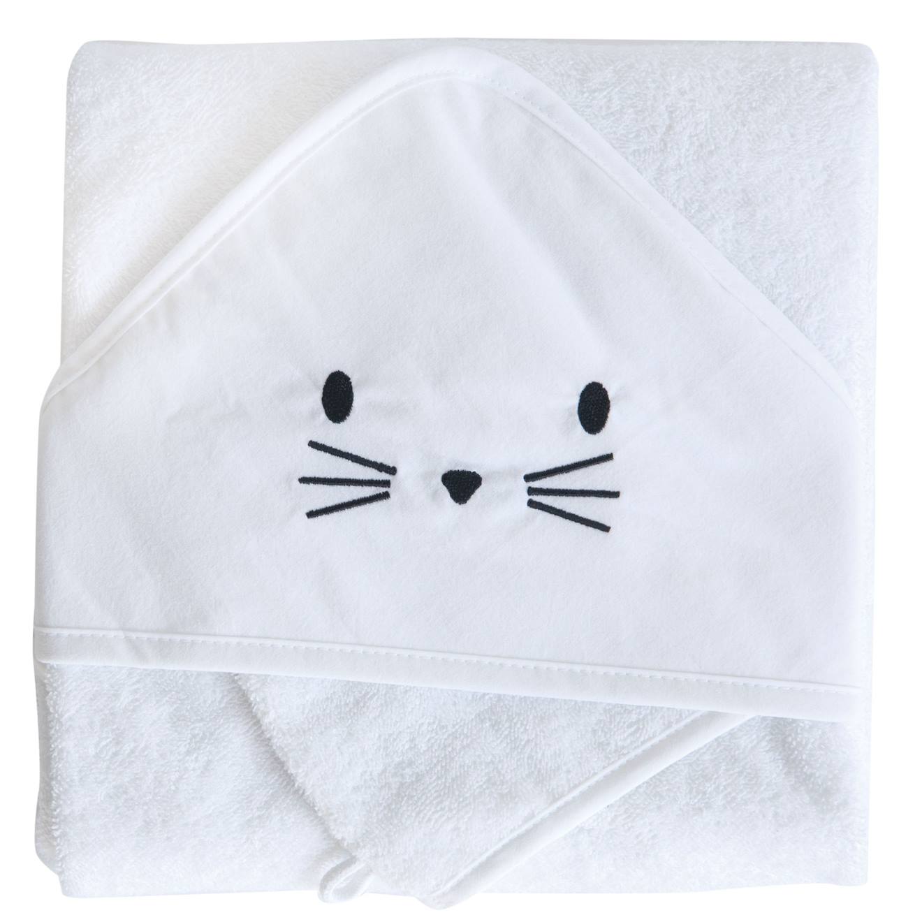 Set Sortie De Bain Et Gant Lapin Blanc