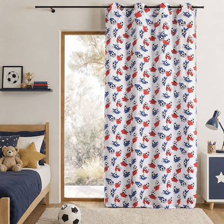 Home Maison - Rideau Imprimé Football Tamisant Blanc