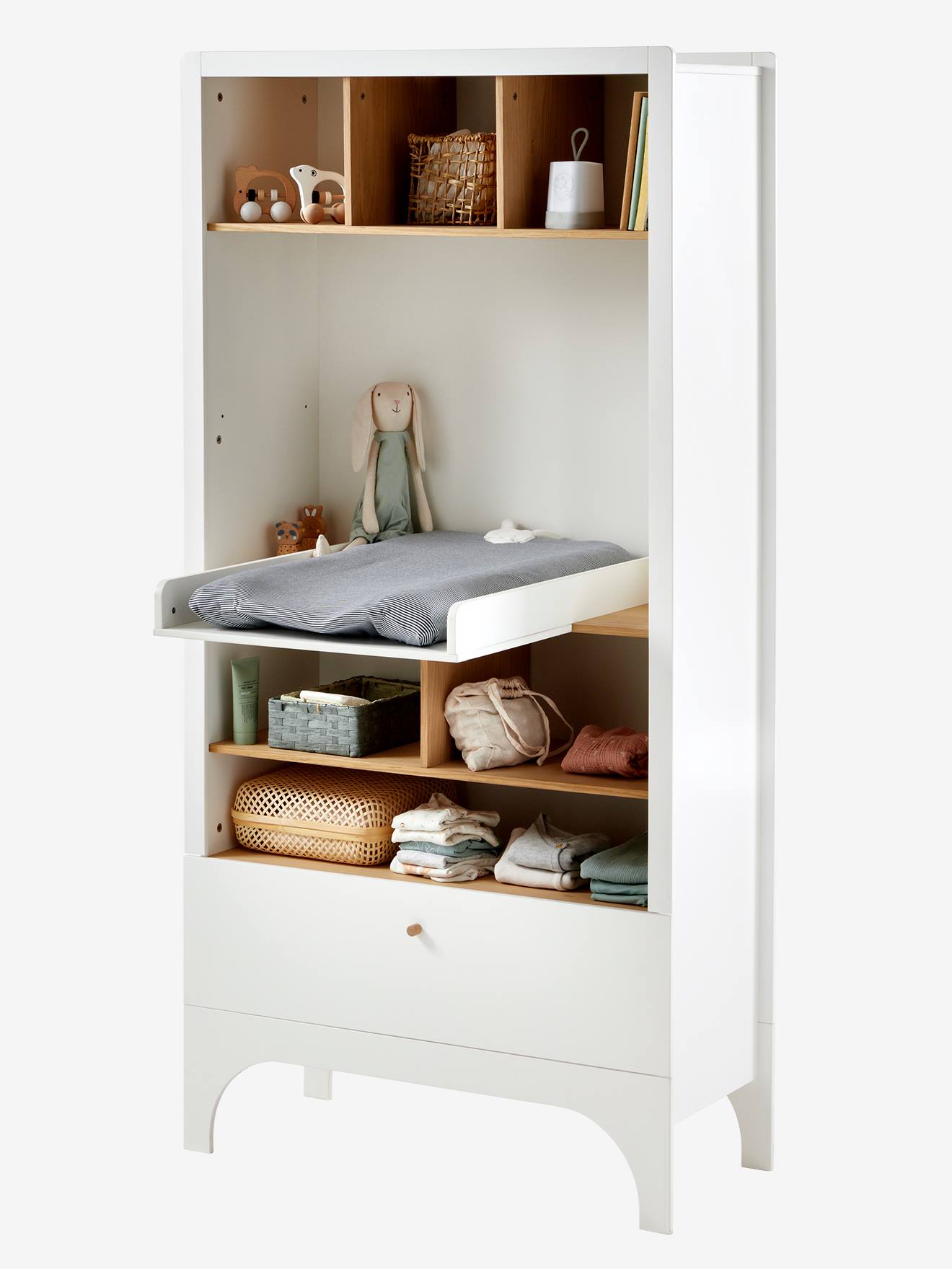 Etagère à langer 2 en 1 LIGNE NOUGATINE blanc - bois (Vertbaudet) - Image 3