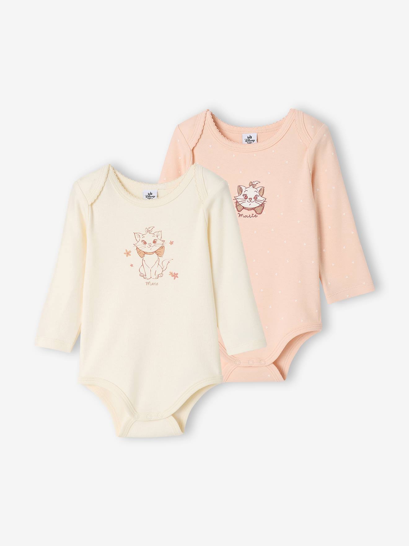 Lot de 2 bodies bébé fille Marie les Aristochats Disney rose pâle