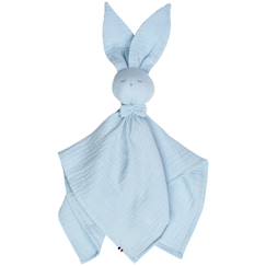 Jouet-Premier âge-Doudou lapin  en gaze de coton jeanne