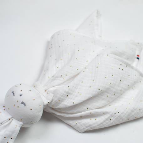 Doudou lapin  en gaze de coton jeanne Beige+Blanc+Blanc à pois or+Bleu+Camel+Écru+Gris+Rose+Terracotta+Vert de gris 15 - vertbaudet enfant 