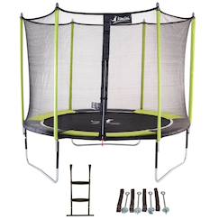 -Trampoline jardin ø 300?cm + échelle + kit d'ancrage - jumpi 300 - noir/vert