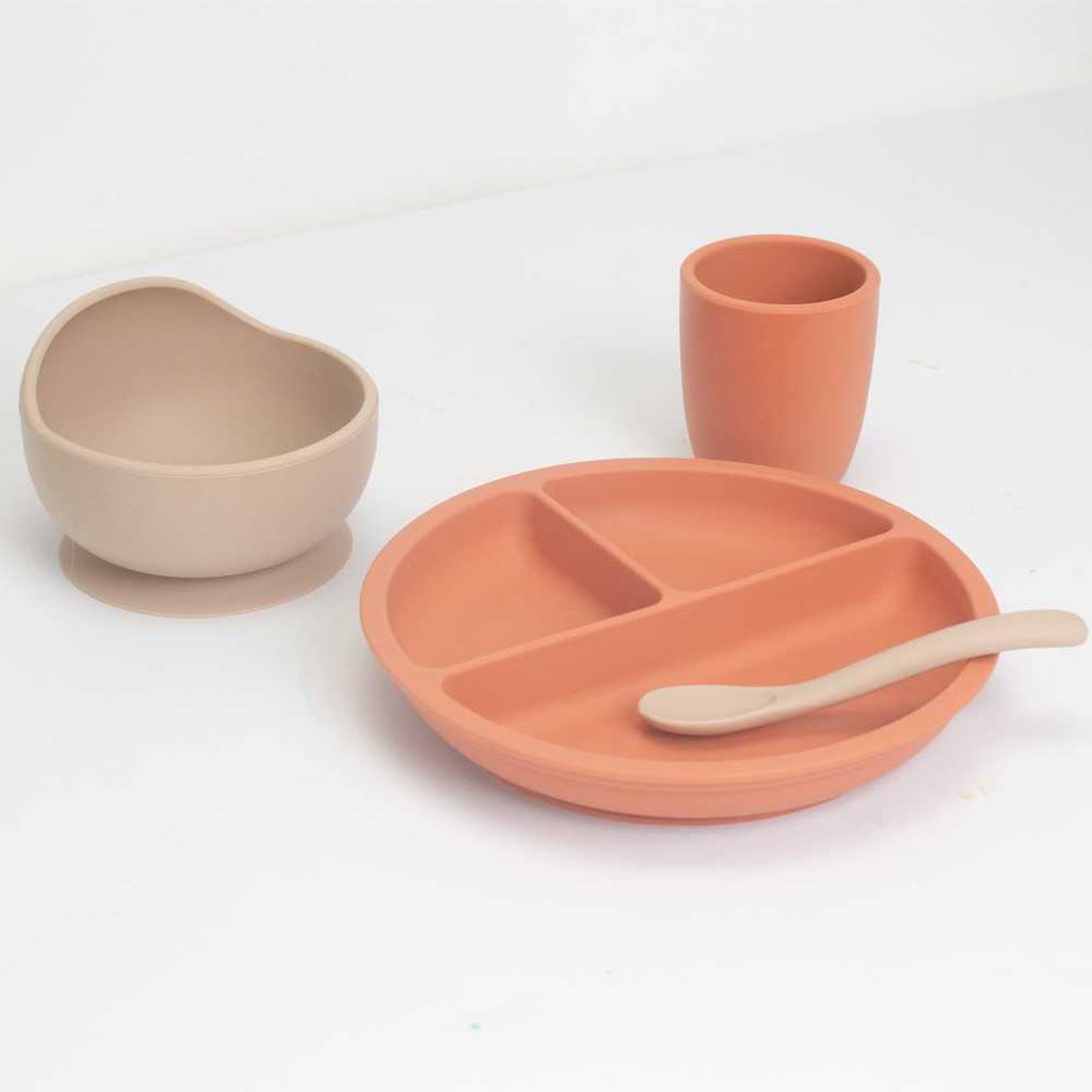 Coffret Repas En Silicone Pour Bébé - 4 Pièces Naranja