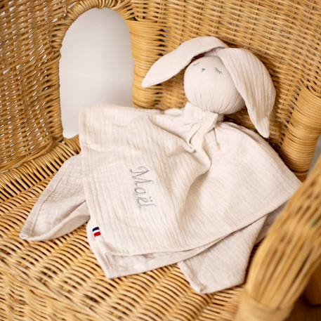 Doudou lapin  en gaze de coton jeanne Beige+Blanc+Blanc à pois or+Bleu+Camel+Écru+Gris+Rose+Terracotta+Vert de gris 40 - vertbaudet enfant 