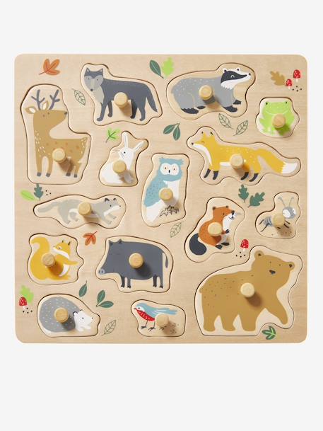 Puzzle bouton Forêt en bois FSC® multicolore 1 - vertbaudet enfant 