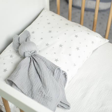 Doudou lapin  en gaze de coton jeanne Beige+Blanc+Blanc à pois or+Bleu+Camel+Écru+Gris+Rose+Terracotta+Vert de gris 39 - vertbaudet enfant 