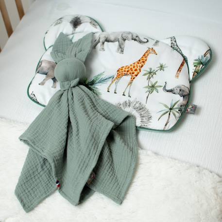 Doudou lapin  en gaze de coton jeanne Beige+Blanc+Blanc à pois or+Bleu+Camel+Écru+Gris+Rose+Terracotta+Vert de gris 57 - vertbaudet enfant 