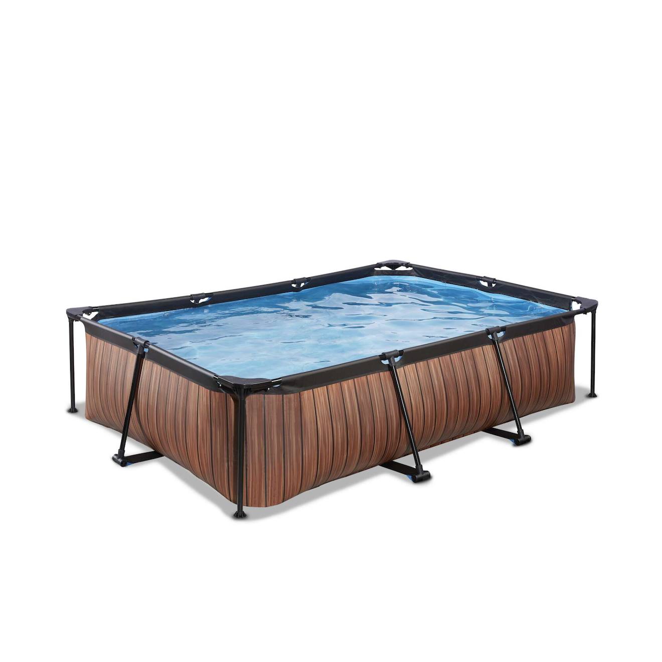 Piscine Tubulaire Rectangulaire 300x200x65cm Avec Pompe Filtrante Marron