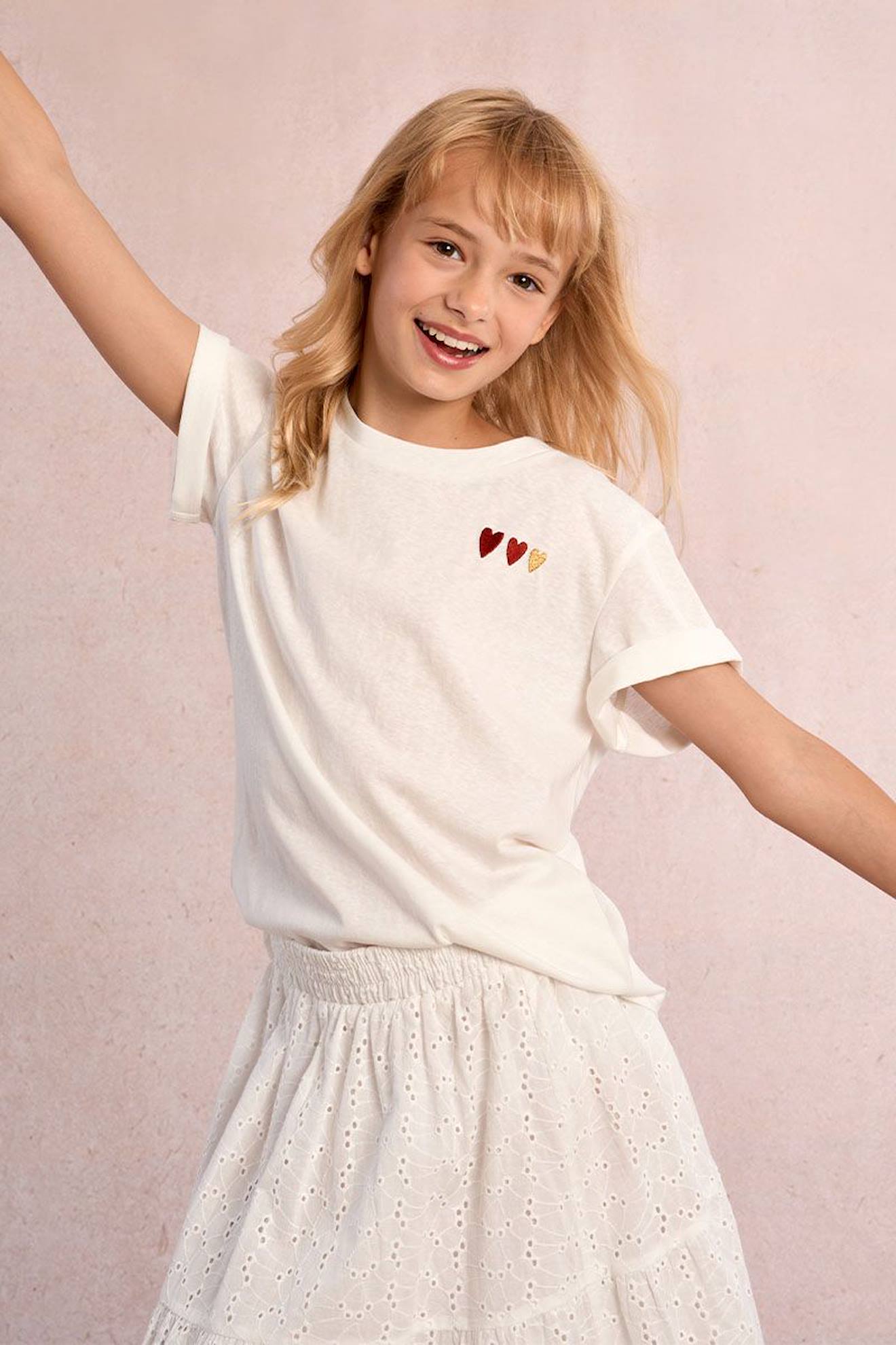 T-shirt Imprimé Multi-cœurs Offwhite