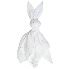 Jouet-Premier âge-Doudou lapin  en gaze de coton jeanne