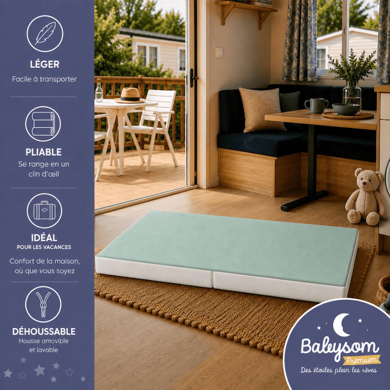 Matelas Bébé Pliant 60x1 Gris (babysom) - Image 2
