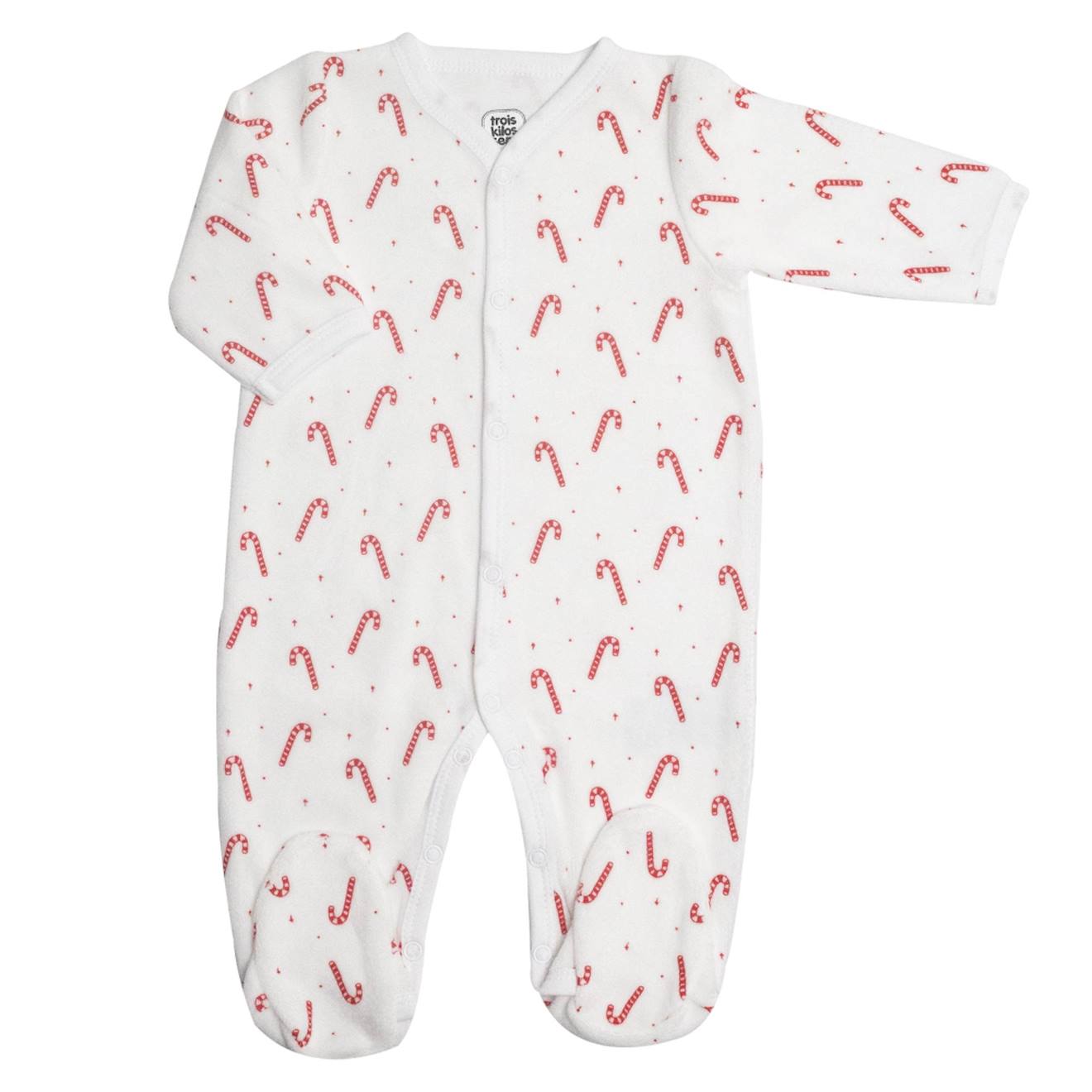 Pyjama En Velours Pour Bébé Sucre D'orge Blanc