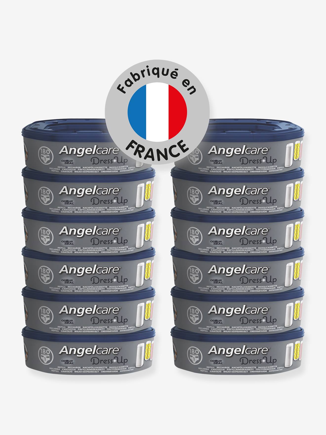 Lot de 12 recharge pour poubelle à couches Dress up ANGELCARE bleu et blanc
