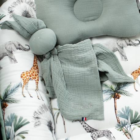 Doudou lapin  en gaze de coton jeanne Beige+Blanc+Blanc à pois or+Bleu+Camel+Écru+Gris+Rose+Terracotta+Vert de gris 58 - vertbaudet enfant 