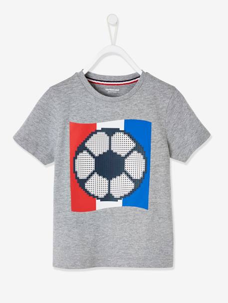 T-shirt de sport garçon motif ballon de foot en relief gris chiné 2 - vertbaudet enfant 
