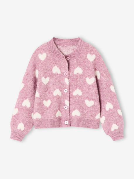 Gilet jacquard coeurs fille  - vertbaudet enfant