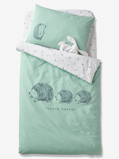 Housse de couette bébé Bio Collection LOVELY NATURE vert/ivoire 1 - vertbaudet enfant 