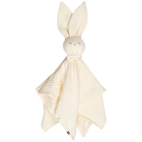 Doudou lapin  en gaze de coton jeanne Beige+Blanc+Blanc à pois or+Bleu+Camel+Écru+Gris+Rose+Terracotta+Vert de gris 31 - vertbaudet enfant 
