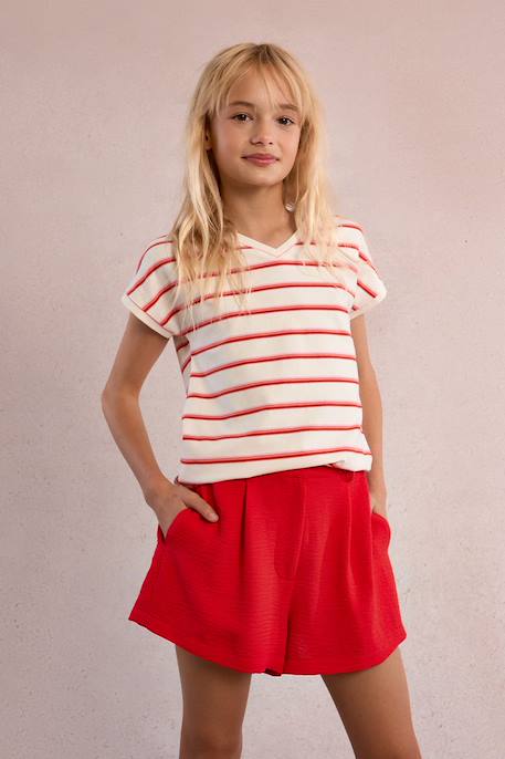 Fille-T-shirt, sous-pull-T-shirt-T-shirt à rayures