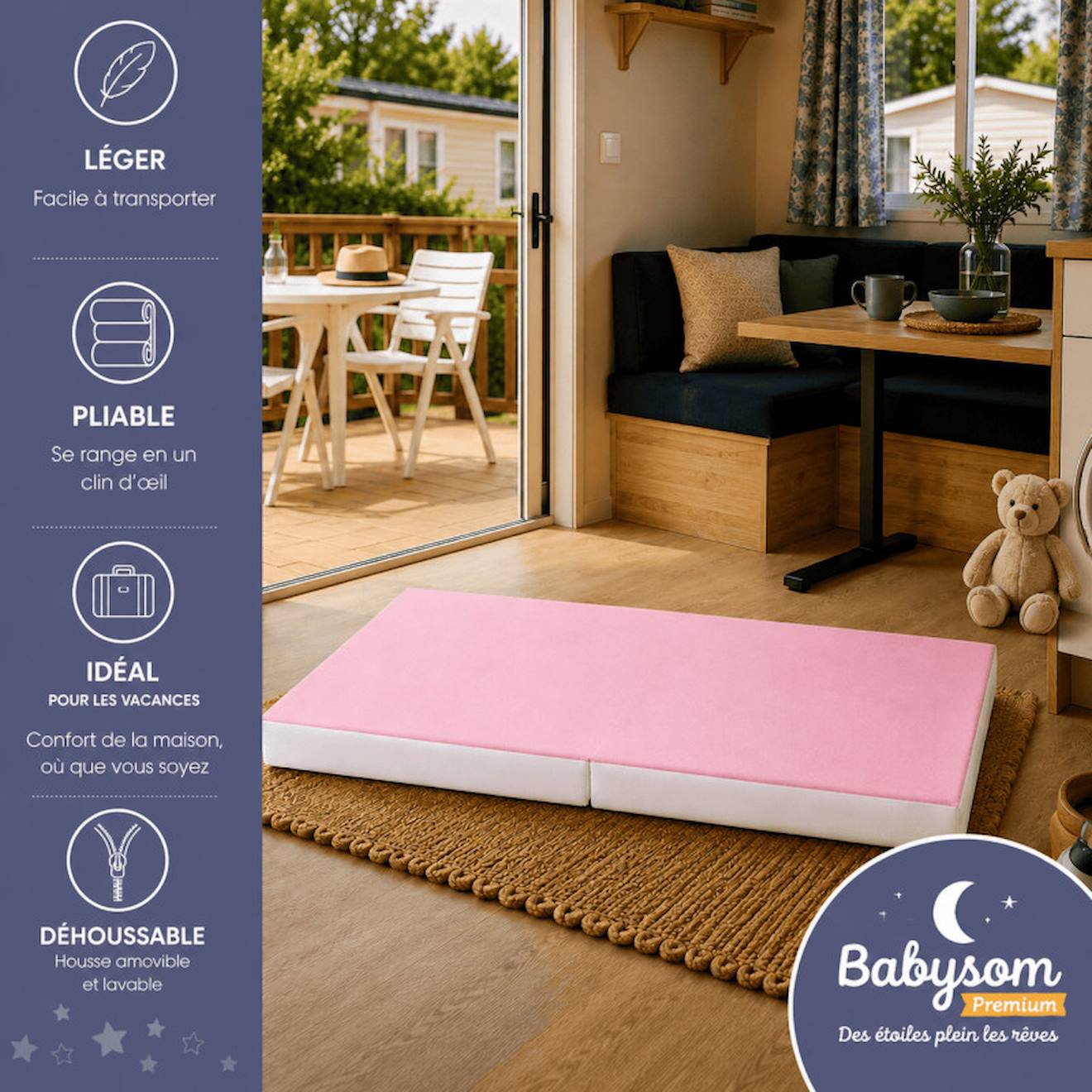 Matelas Bébé Pliant 60x1 Gris (babysom) - Image 1