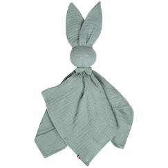 Jouet-Doudou lapin  en gaze de coton jeanne