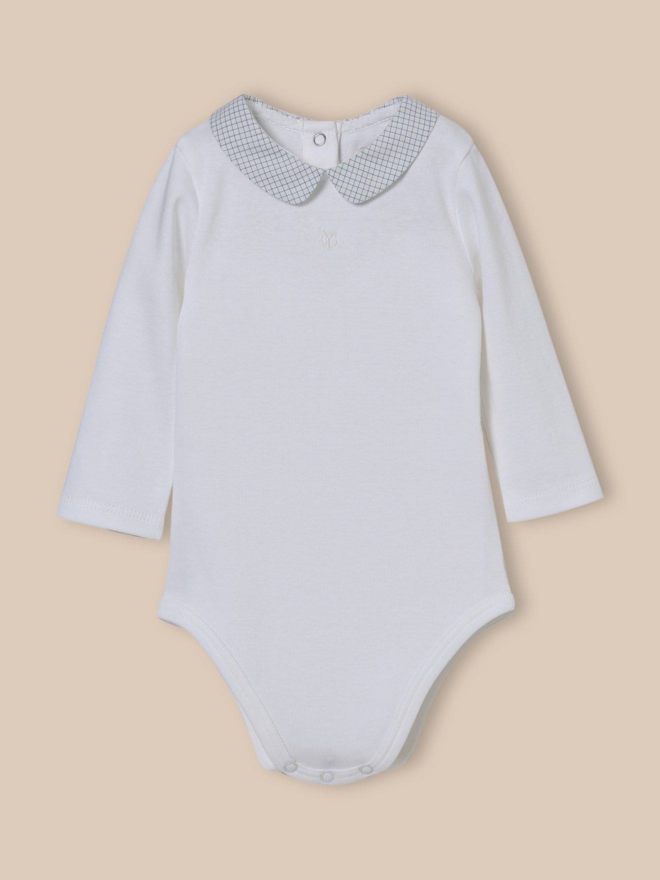 Body Bébé Col À Carreaux - Coton Biologique Tattersall Ciel