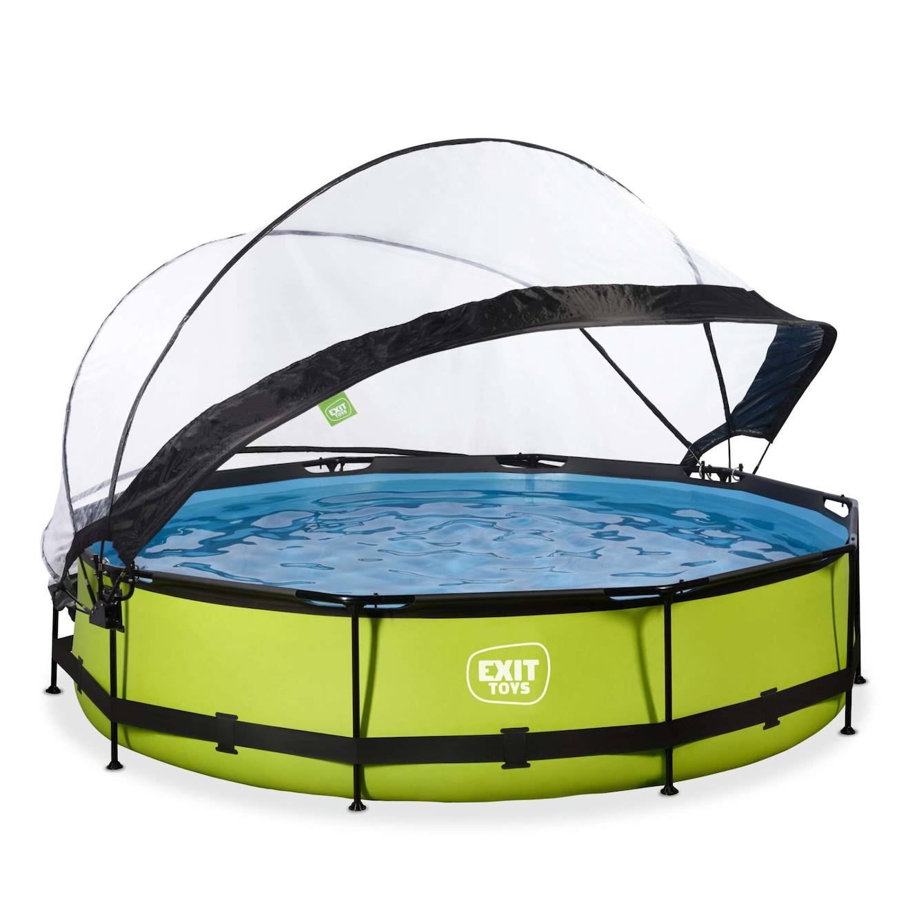 Piscine Couverte Wood Ø360x76cm Avec Pompe Filtrante Vert
