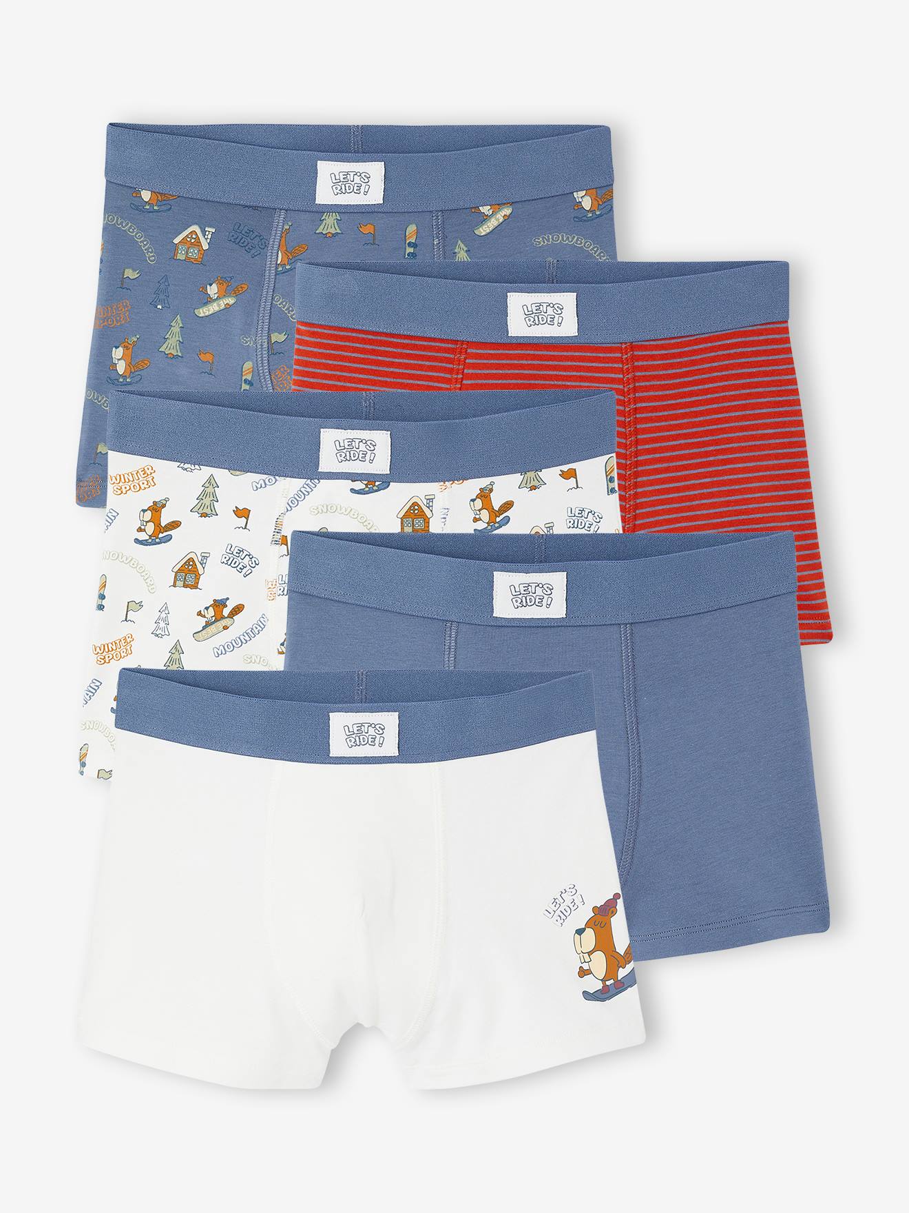 Lot de 5 boxers garçon bleu jean
