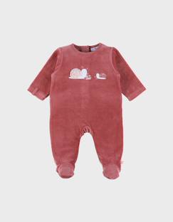 -Pyjama bébé en velours brodé escargot