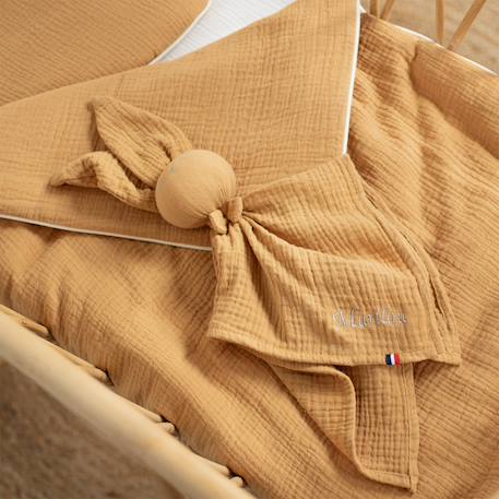 Doudou lapin  en gaze de coton jeanne Beige+Blanc+Blanc à pois or+Bleu+Camel+Écru+Gris+Rose+Terracotta+Vert de gris 27 - vertbaudet enfant 