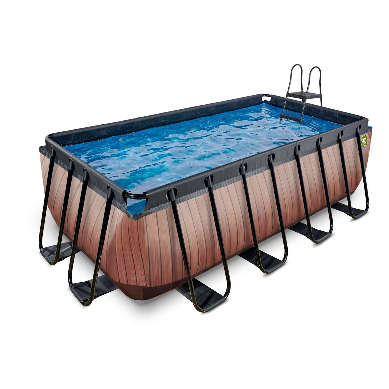 Piscine 400x200x122cm Avec Pompe Filtrante À Sable Marron
