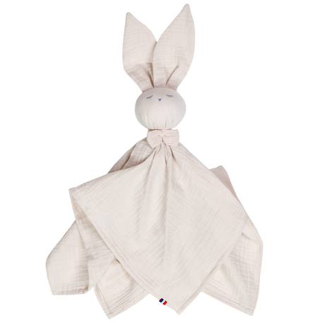 Doudou lapin  en gaze de coton jeanne Beige+Blanc+Blanc à pois or+Bleu+Camel+Écru+Gris+Rose+Terracotta+Vert de gris 1 - vertbaudet enfant 