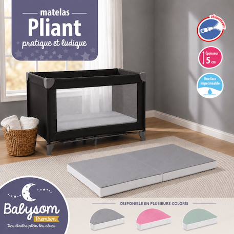 babysom - Matelas Bébé Pliant 60x1 Gris