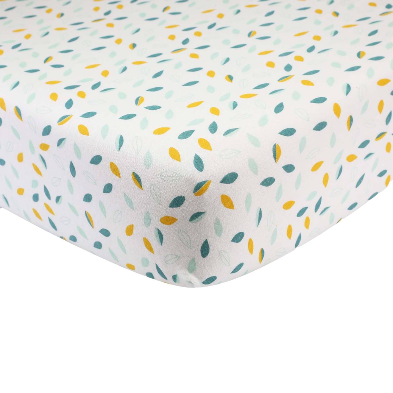 Drap Housse Lit Bébé Modèle Feuille Blanc