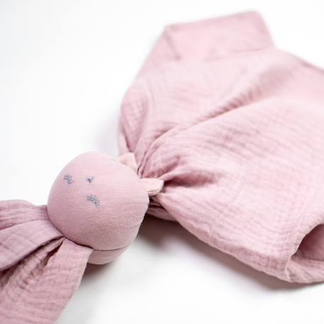 Doudou lapin  en gaze de coton jeanne Beige+Blanc+Blanc à pois or+Bleu+Camel+Écru+Gris+Rose+Terracotta+Vert de gris 46 - vertbaudet enfant 