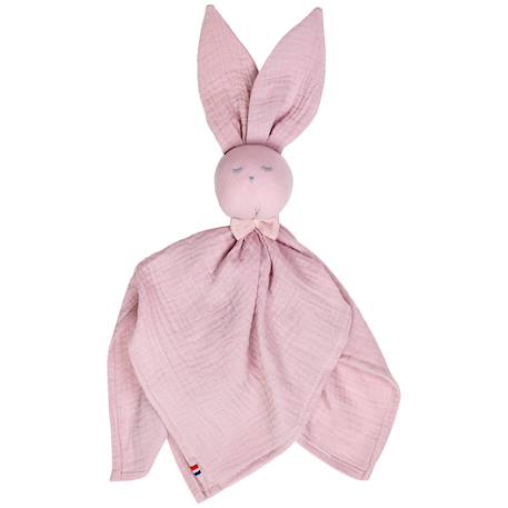 Doudou lapin  en gaze de coton jeanne Beige+Blanc+Blanc à pois or+Bleu+Camel+Écru+Gris+Rose+Terracotta+Vert de gris 43 - vertbaudet enfant 