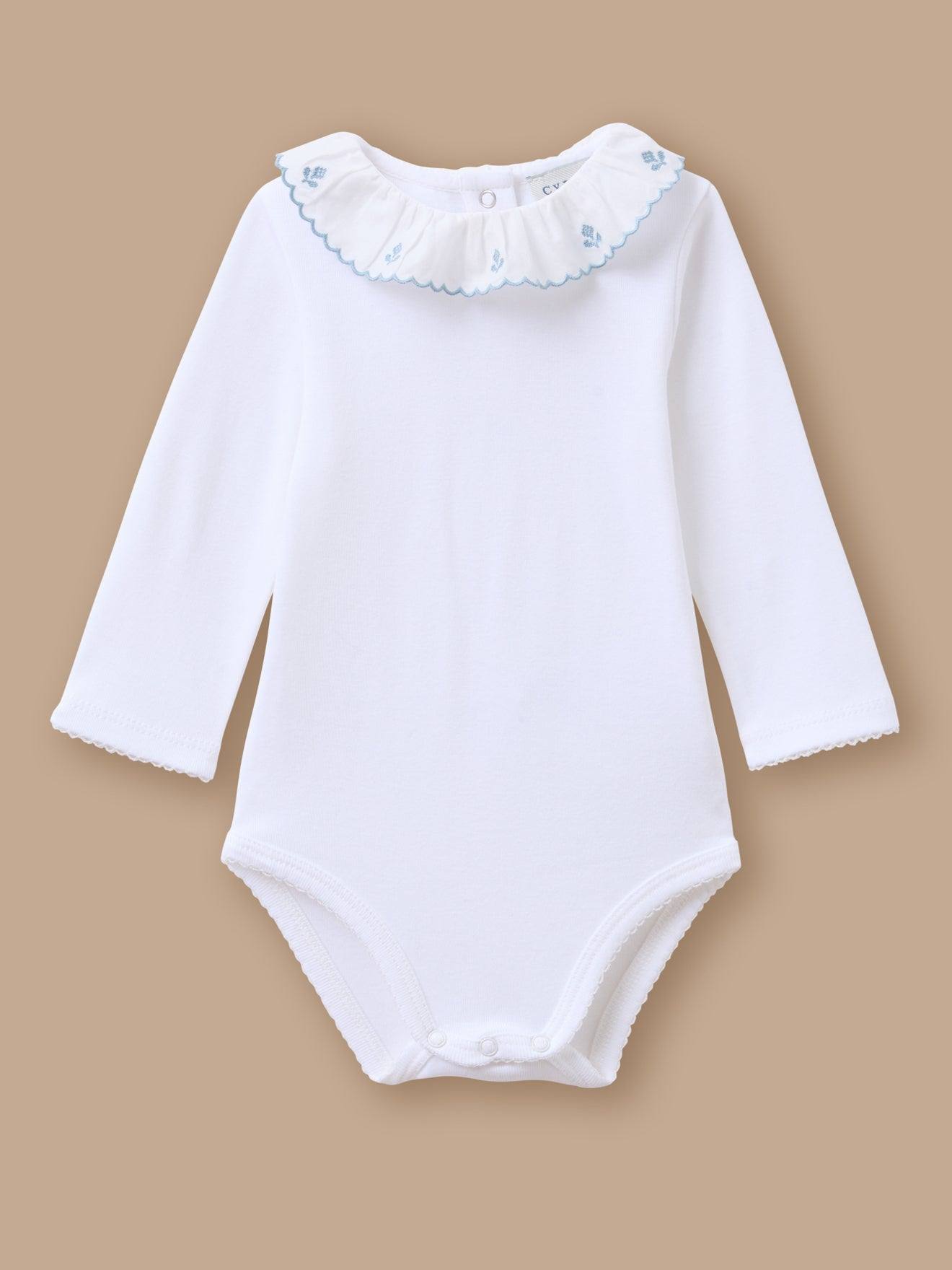 Body Col Coquille Contrasté Bébé Blanc Casse