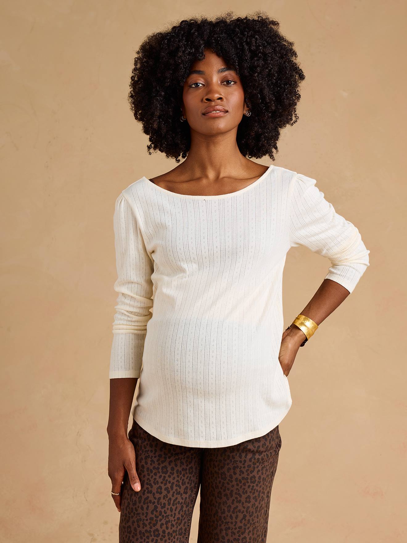T-shirt de grossesse manches longues écru