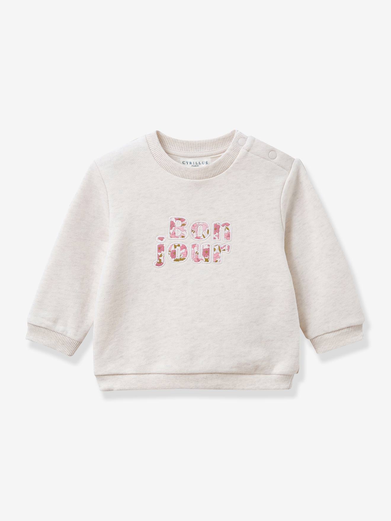 Sweat bébé Bonjour rose