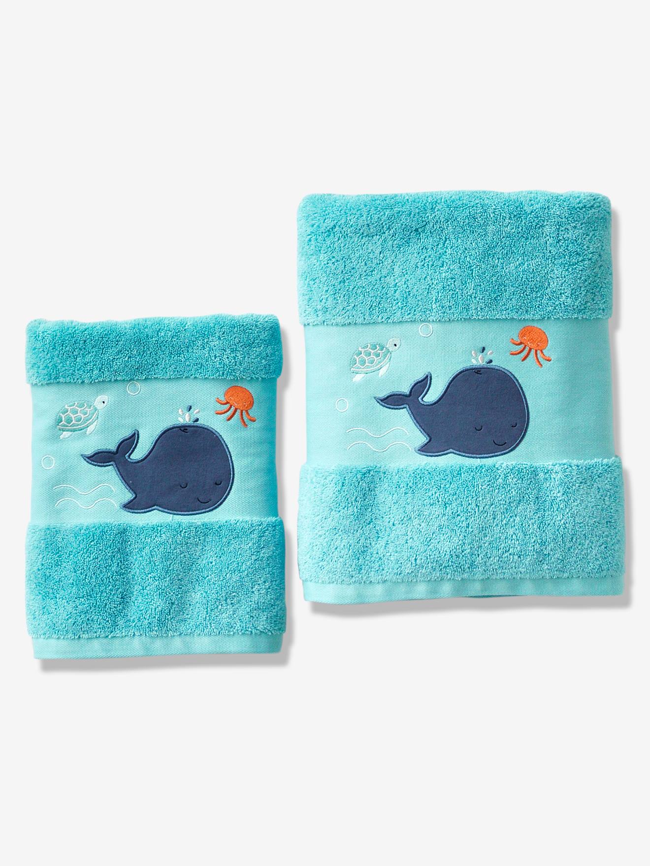 Serviette de bain Baleine turquoise