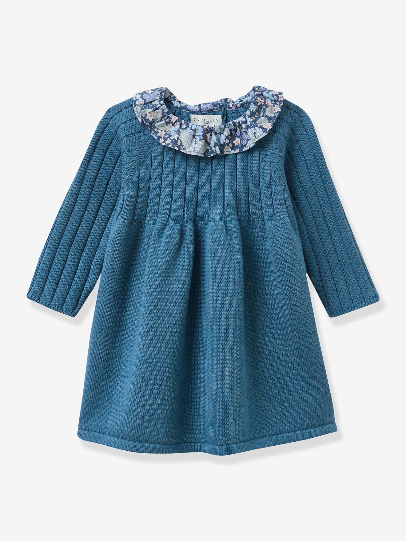 Robe longue tricot bleu