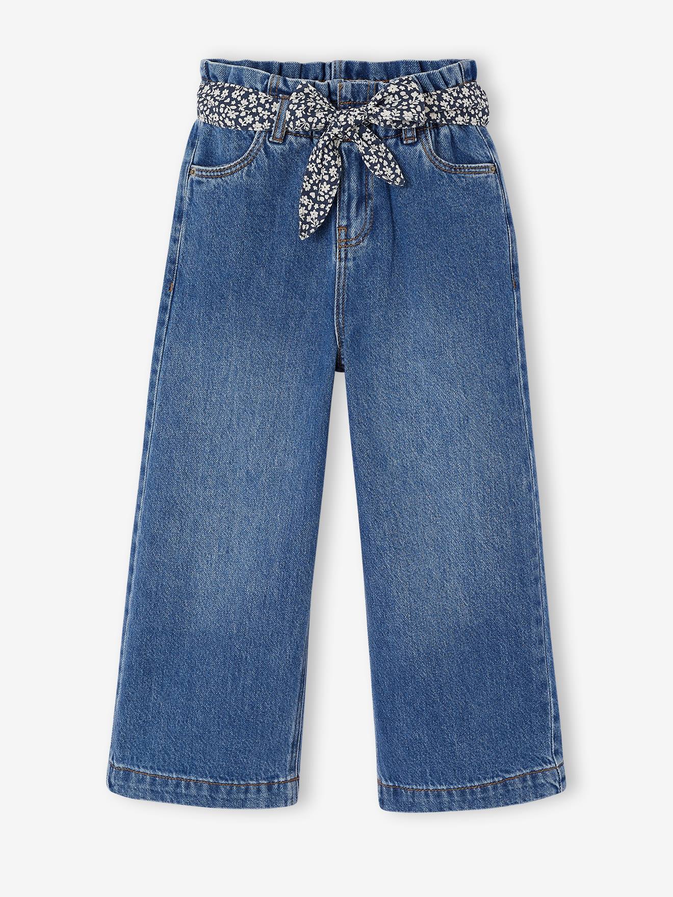 Jean large paperbag fille bleu moyen
